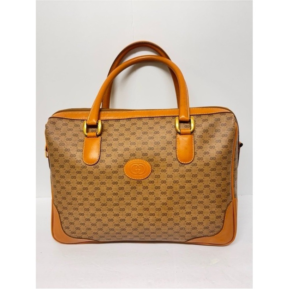 Gucci GG PVC, Leather Trim Top Handle Boston Bag vintage 70's-80's